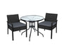 Gardeon Outdoor Furniture Dining Chairs Wicker Garden Patio Cushion Black 3PCS Sofa Set Tea Coffee Cafe Bar Set