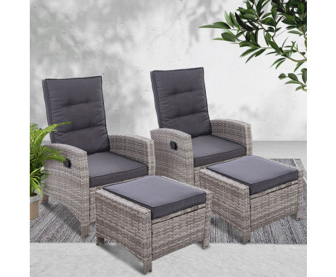 Outdoor recliner chair with cushions