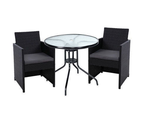 Gardeon Patio Furniture Dining Chairs Table Patio Setting Bistro Set Wicker Tea Coffee Cafe Bar Set