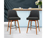 Set of 2 Wooden Fabric Bar Stools Square Footrest - Charcoal