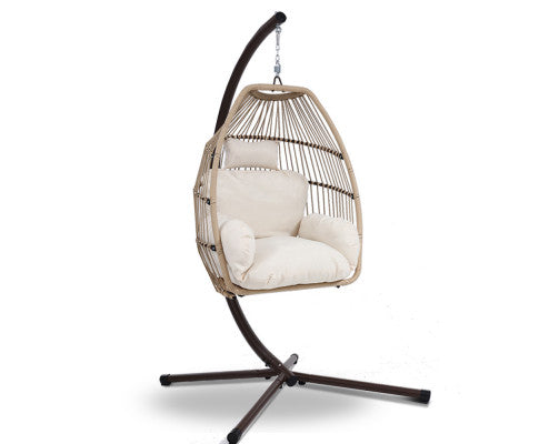 Gardeon Outdoor Furniture Egg Hanging Swing Chair Stand Wicker Rattan Hammock