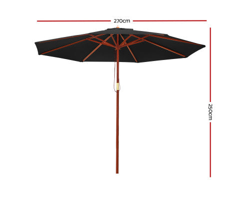 Dimensions of the Black Outdoor Umbrella 