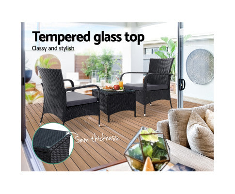 Outdoor furniture with glass top table