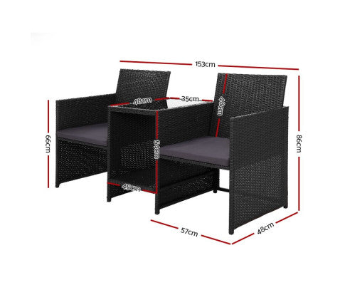Dimensions of the Outdoor Setting Wicker Set