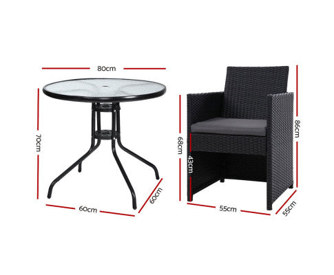 Dimensions of the Patio Furniture Wicker Set