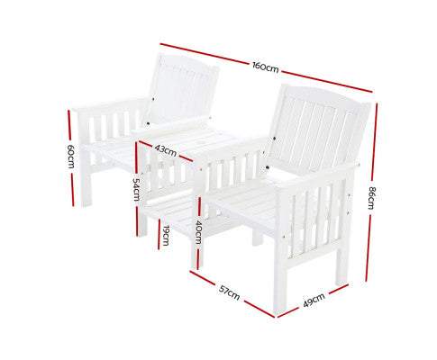 Dimensions of the White  Wooden Outdoor Furniture Set