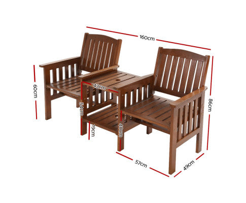 Dimensions of the Garden Bench Chair & Table Set