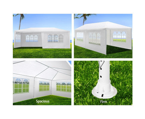 Gazebo 3x6m Outdoor Marquee Side Wall Party Wedding Tent Camping White 4 Panel