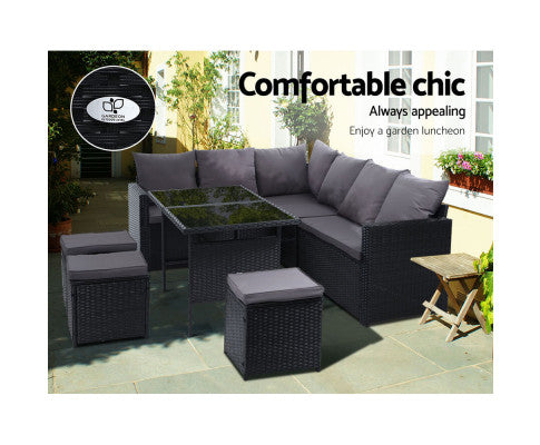 Additional Features of the 9 Seater Black Outdoor Furniture Set
