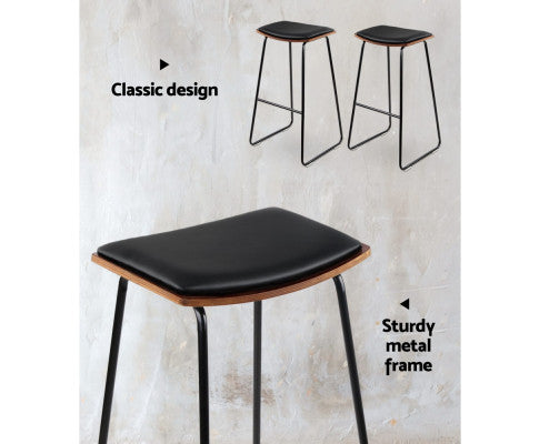 Black Bar stool with Classic Design and Study Metal Frame