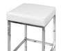 PU Leather Padded Seat of the White Backless Bar Stool