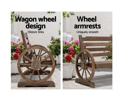 Garden wooden wagon chair wheel design