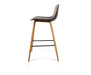 Side View of Walnut Leather Seat Bar Stool