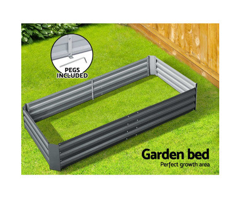 Galvanized garden bed with pegs
