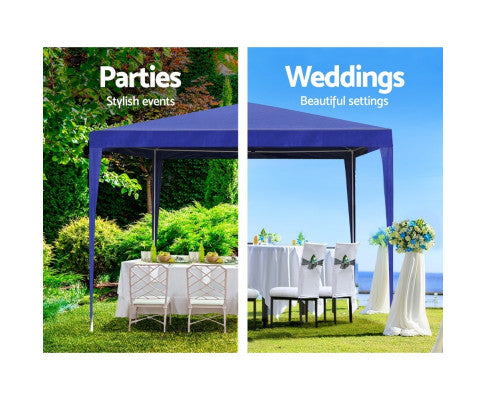 Gazebo 3x3m Tent Marquee Party Wedding Event Canopy Camping Blue