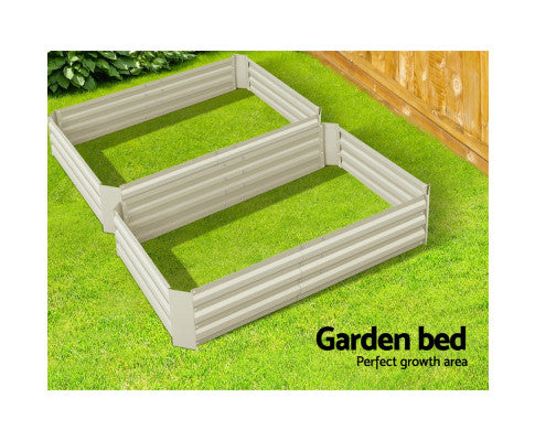 Set of 2 120 x 90cm Raised Garden Bed Cream