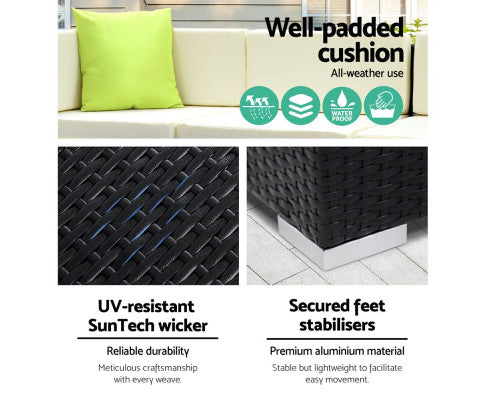 Outdoor Furniture Set w/ Well Padded Cushion, UV Resistant Wicker  & w/ Secured Feet Stabilisers