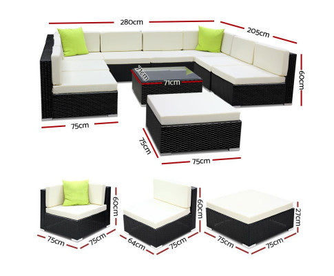 Dimensions of 10 pc Outdoor Furniture Set