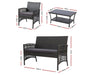 4 pc outdoor furniture set dimensions