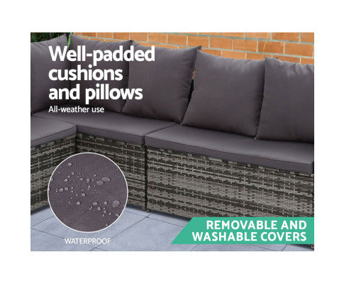 Garden furniture set w/ padded cushions and pillows
