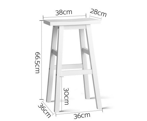 Set of 2 Wooden Backless Bar Stools Dimensions