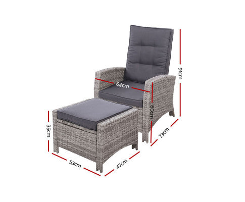 Gardeon Outdoor Furniture Chair Wicker Recliner Dimensions