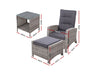 Gardeon Outdoor Setting Recliner Chair Table Set Wicker lounge Patio Furniture Grey - Dimensions