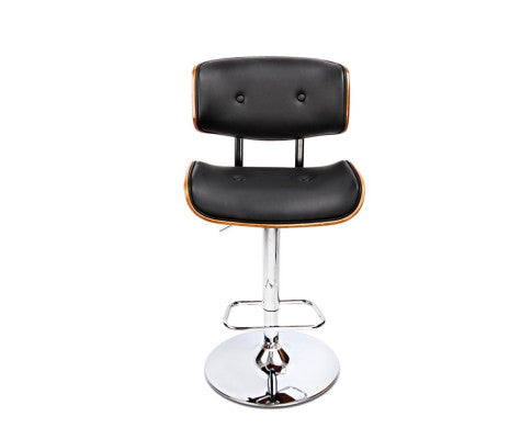 Front View of the Black Wooden Gas Lift Bar Stools 