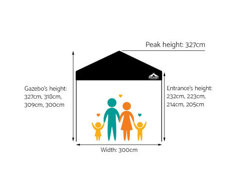 Dimensions of the Outdoor Folding Gazebo
