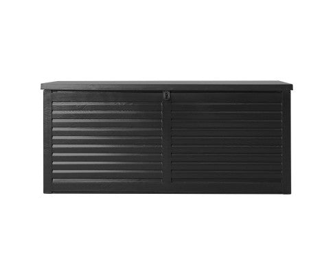 Outdoor storage box side view with lock