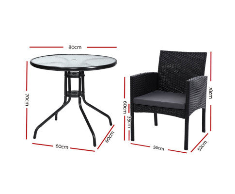Dimensions of the Bistro Furniture Set