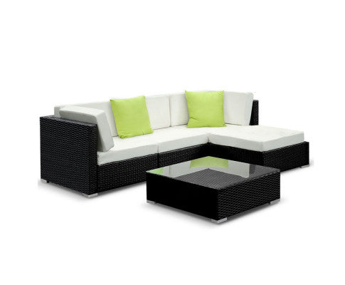 5PC Outdoor Furniture Sofa Set Wicker Garden Patio Pool Lounge