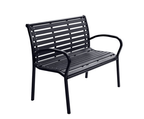 Garden Bench Outdoor Furniture Chair Steel Lounge Backyard Patio Park Black