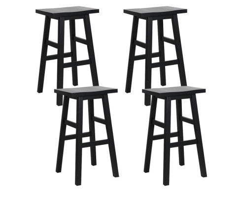 set of 4 Wooden Bar Stools Kitchen Bar Stool Chairs Barstools Black