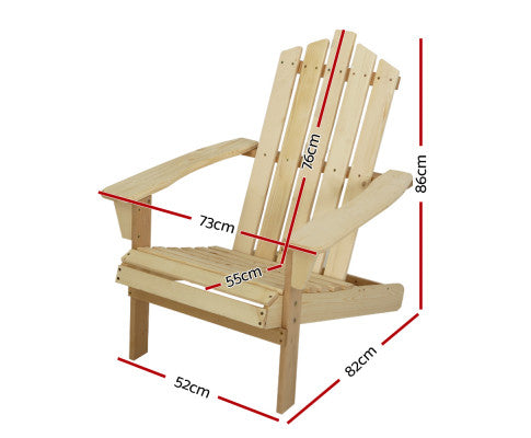 Measurements of the Gardeon Outdoor Sun Lounge Beach Chair Table Setting Wooden Adirondack Light Wood Tone