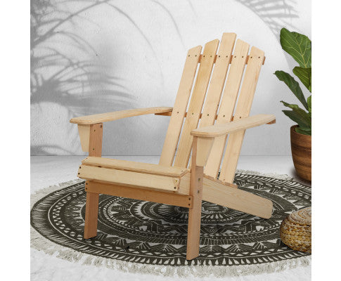 Gardeon Outdoor Sun Lounge Beach Chairs Table Setting Wooden Adirondack Patio Chair Light Wood Tone