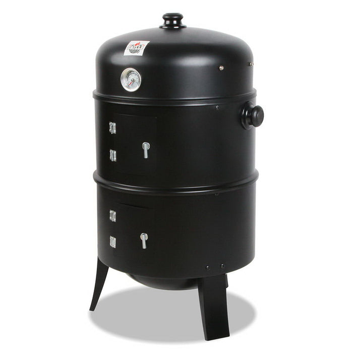 3-in-1 Charcoal BBQ Smoker - Black, Outdoor BBQ, Garden BBQ Set, BBQ Grill, Outdoor BBQ Grill