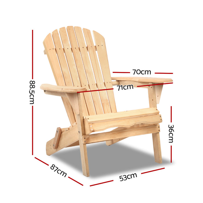 Gardeon Patio Furniture Outdoor Chairs Beach Chair Wooden Adirondack Garden Lounge 2PC