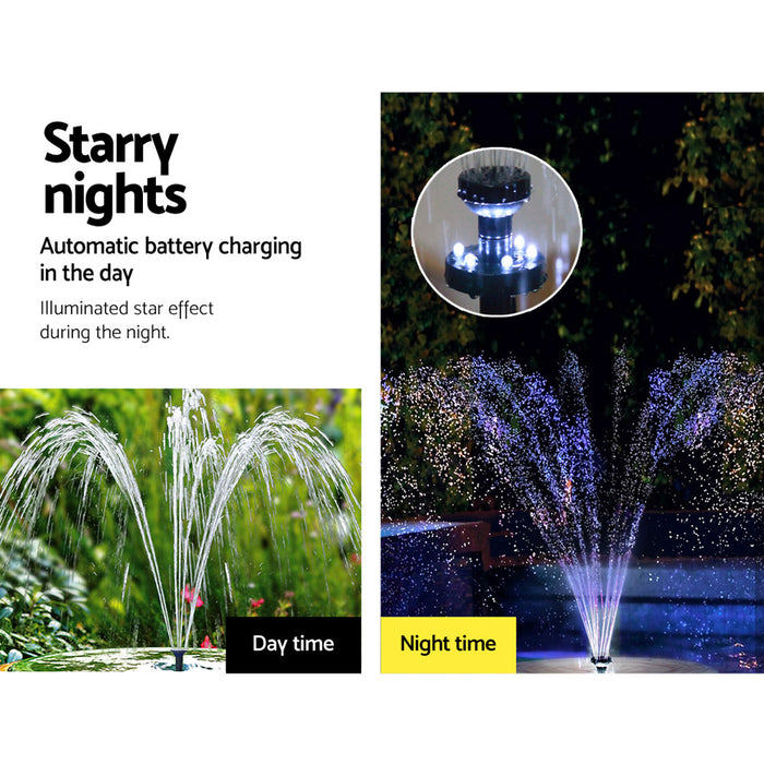 Solar pond pump star effect during day and night