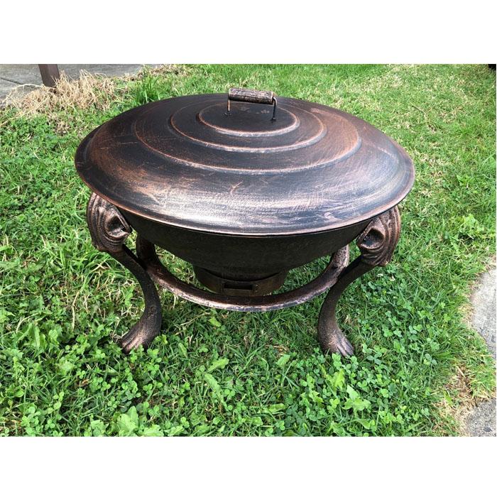 Vesuvius Cast Iron Fire Pit BBQ with Lid Closed