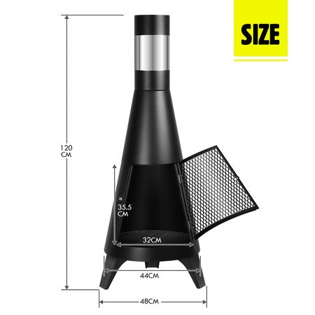 Fire Pit Chiminea 47" Chimney Brazier Portable Outdoor Fireplace Patio Heater