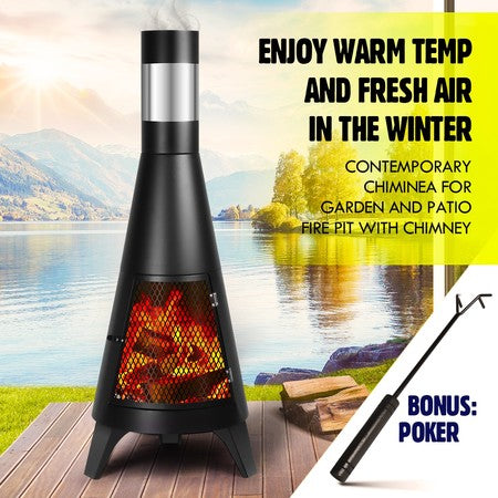 Fire Pit Chiminea 47" Chimney Brazier Portable Outdoor Fireplace Patio Heater