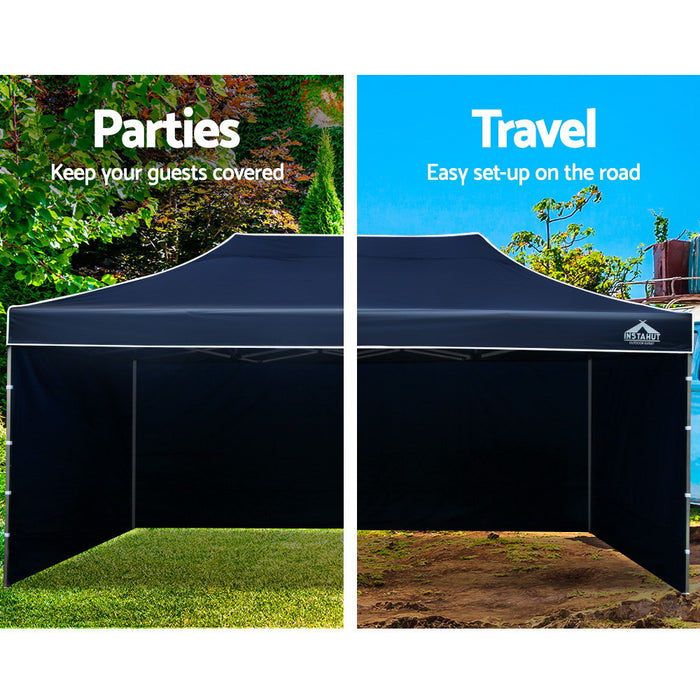 Instahut Aluminium Gazebo Pop Marquee Up 3x6m Outdoor Gazebos Wedding Tent Navy