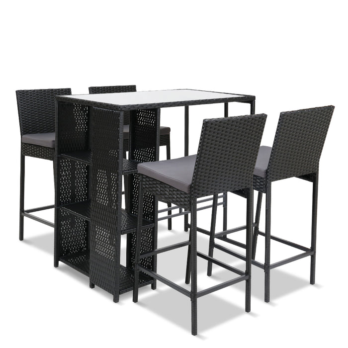 Gardeon Outdoor Bar Set Table Stools Furniture Wicker 5PCS, Outdoor Furniture 