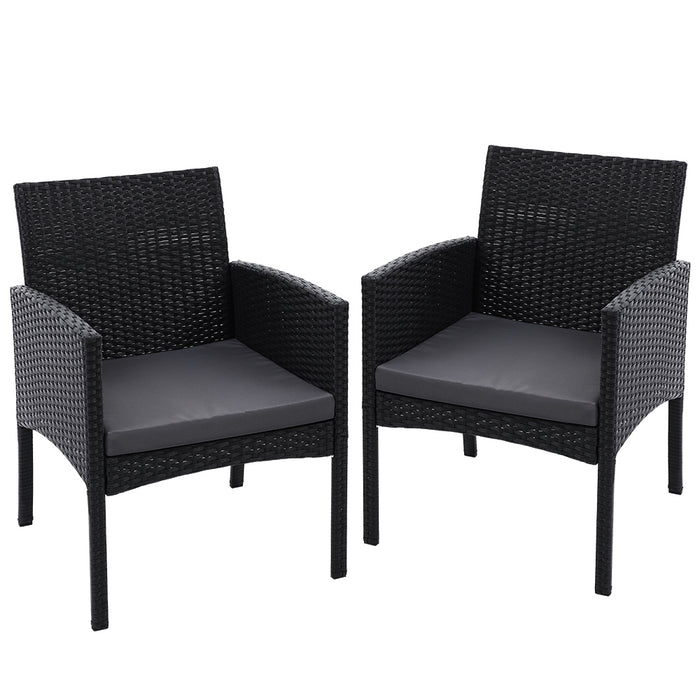 Outdoor Bistro Chairs Patio Furniture Dining Chair Wicker Garden Cushion Gardeon