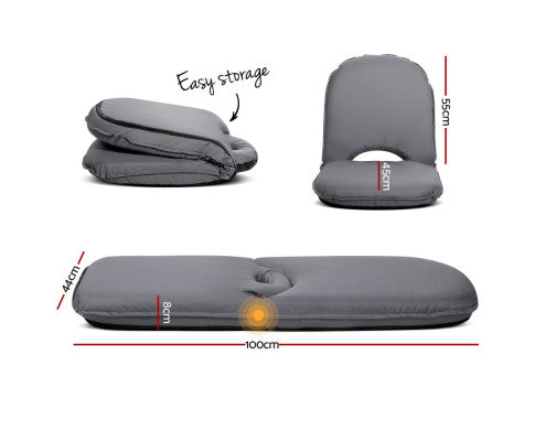 Artiss Floor Lounge Sofa Camping Portable Recliner Beach Chair Folding Outdoor Grey  Dimensions