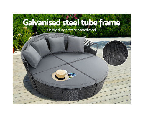 Outdoor Sofa Wicker With Galvanized Steel Tube Frame
