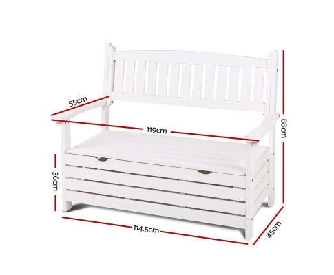 Dimensions of the Outdoor Storage Bench Box Wooden Garden Chair