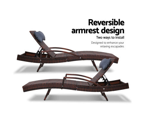 Reversible Sun Lounge Furniture Wicker Pillow Sofa