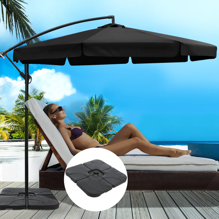 Instahut 3M Umbrella with 50x50cm Base Outdoor Umbrellas Cantilever Patio Sun Beach UV Black